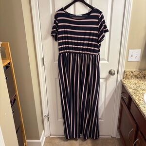 Amazon Nemidor Blue and Pink Stripe Maxi Dress 16